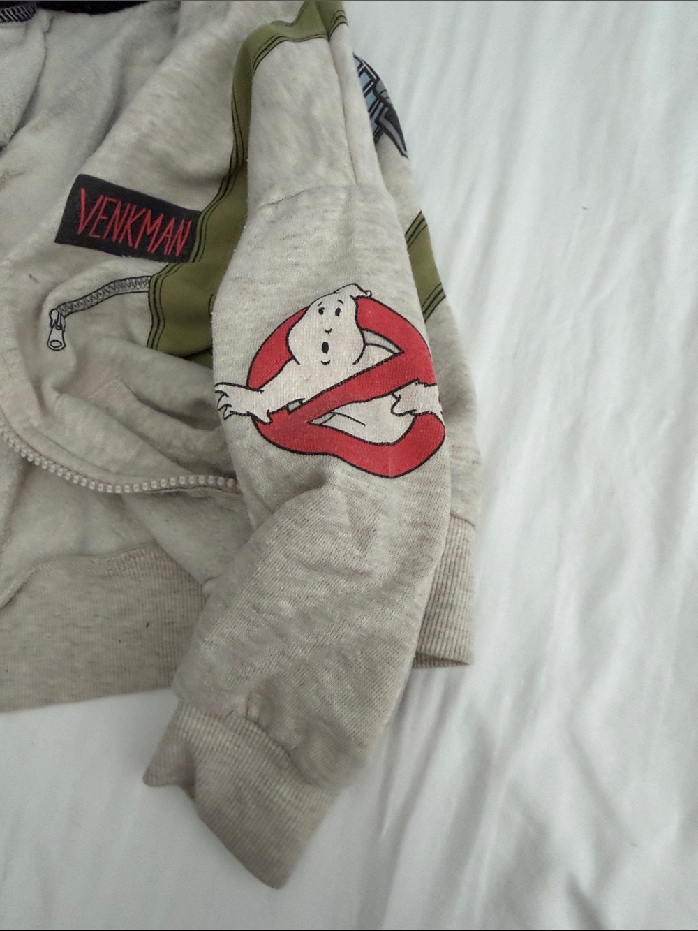 Boys Ghostbusters Beige Zip-Up Hoodie with Olive Strap 3T - Picture 4 of 5